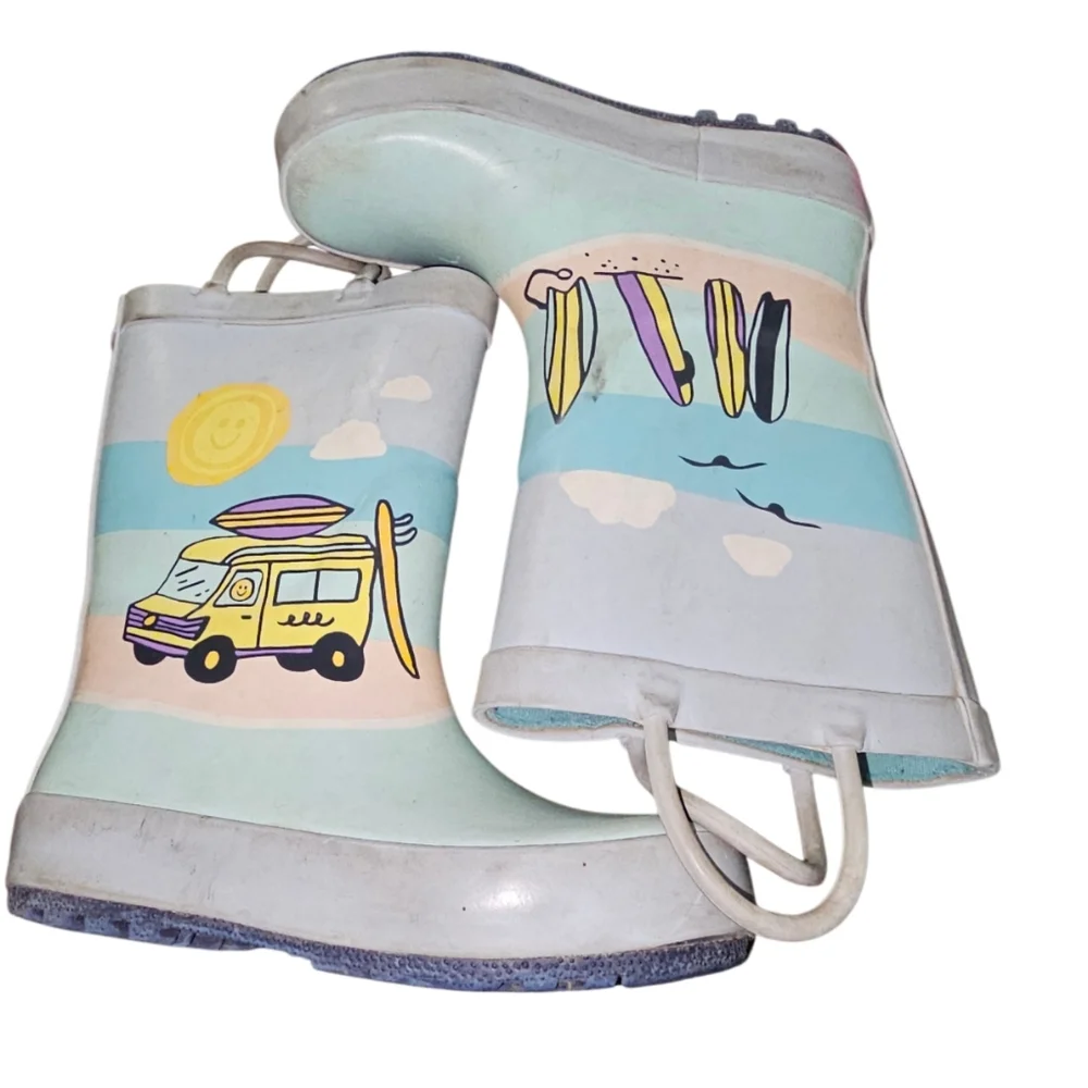 Cat & Jack Surf Van Kids Rain Boots - Blue and White
